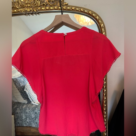 Anthropologie Meadow Rue Anele Blouse Size XS Flutter Short Sleeve Top Lace - Picture 2 of 6